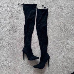 Women's Sexy Over-the-Knee Black Stiletto Heeled Boots